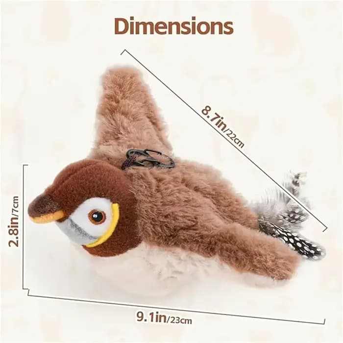 Jouet interactif pour chat, oiseau battant avec herbe-aux-chats, Simulation d'oiseau Rechargeable, j
