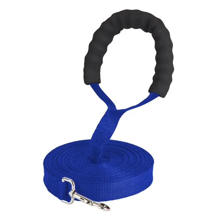 Laisse longue en nylon avec poignée en éponge confortable pour chiens, lanière d'entraînement en ple