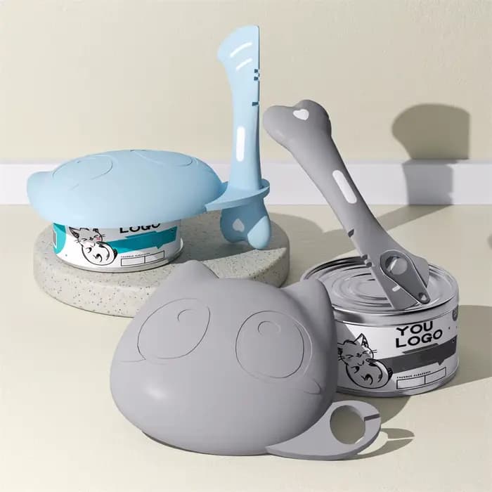 Ensemble couvercle et cuillère de nourriture pour chat en Silicone, cuillère d'alimentation multifon