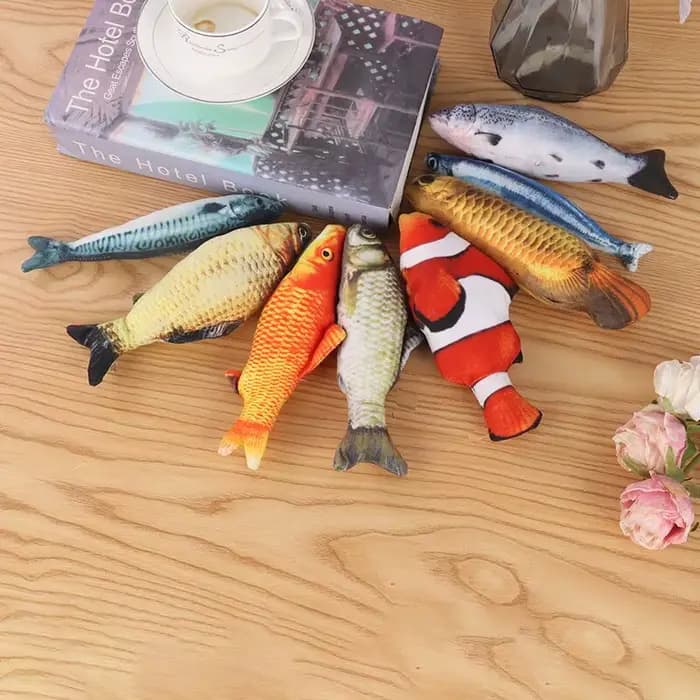 Jouets de Simulation de poisson pour chat, peluche douce, herbe-aux-chats, jouets interactifs pour c