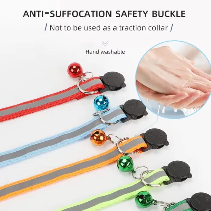 ROJECO Collier réglable avec clochette pour animal de compagnie, accessoire coloré de sécurité noctu