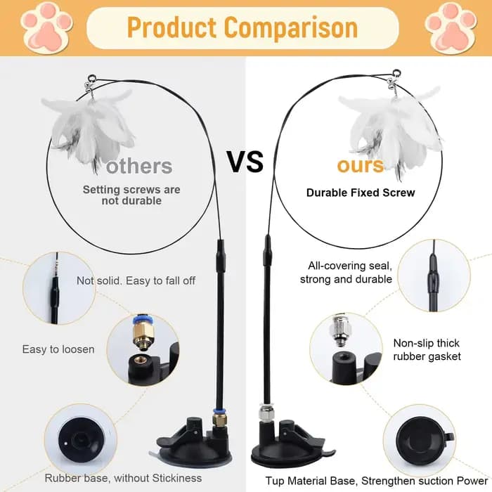 Jouets pour chats, baguette à plumes, jouet interactif pour chaton, avec Super ventouse détachable,