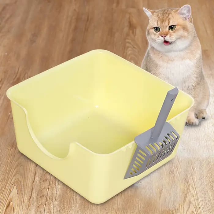 Bac à litière pour animaux de compagnie à dessus ouvert, bac à litière anti-éclaboussures pour chat,