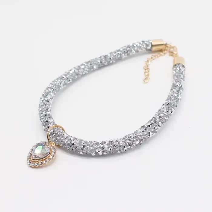 Collier en forme de cœur en cristal pour chien, avec strass scintillants, breloques pour petits chie
