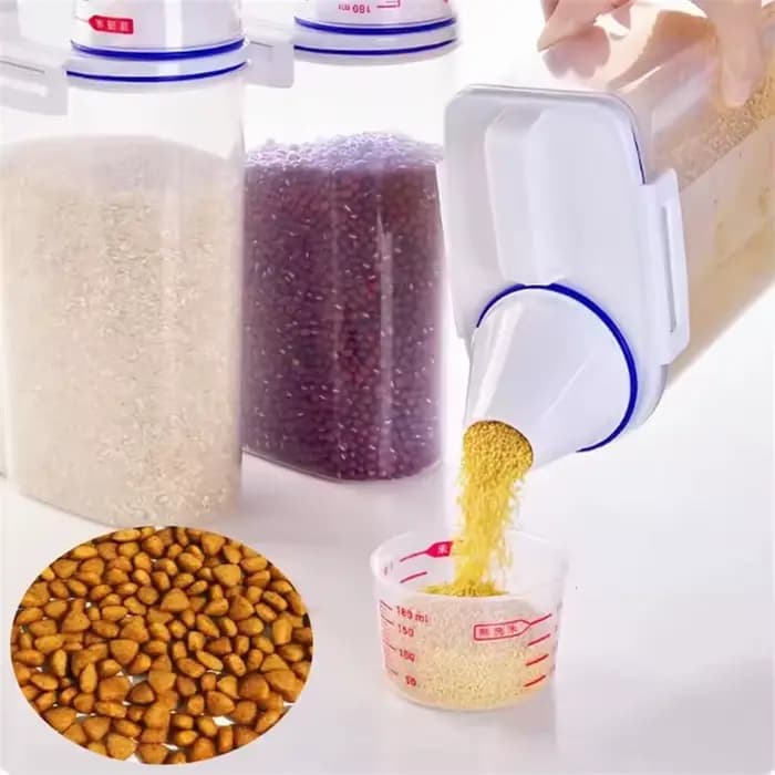 Seau de nourriture pour chiens et chats, réservoir de stockage en plastique avec tasse à mesurer, po