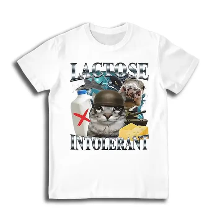 T-shirts graphiques amusants avec motif de chat pour hommes, sans lactose, à la mode, Streetwear d'é