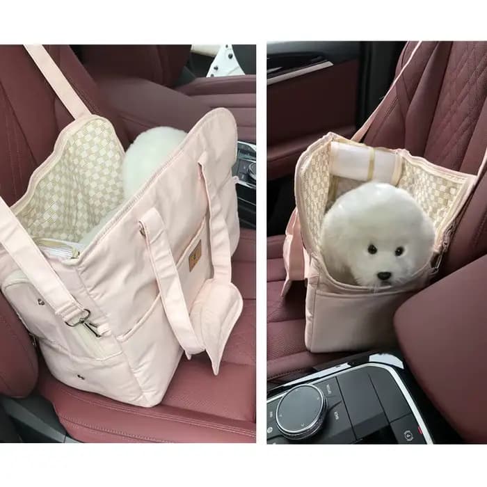 Sac de transport portable pour chat et chien, sac à bandoulière, siège de voiture antidérapant, tran