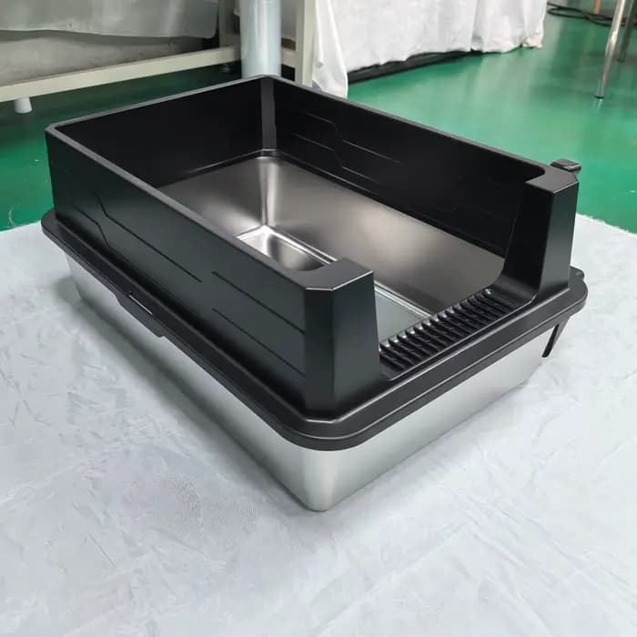 Bac à litière en acier inoxydable XXXL, bac à litière extra large en métal de 28 "de x 20" de largeu