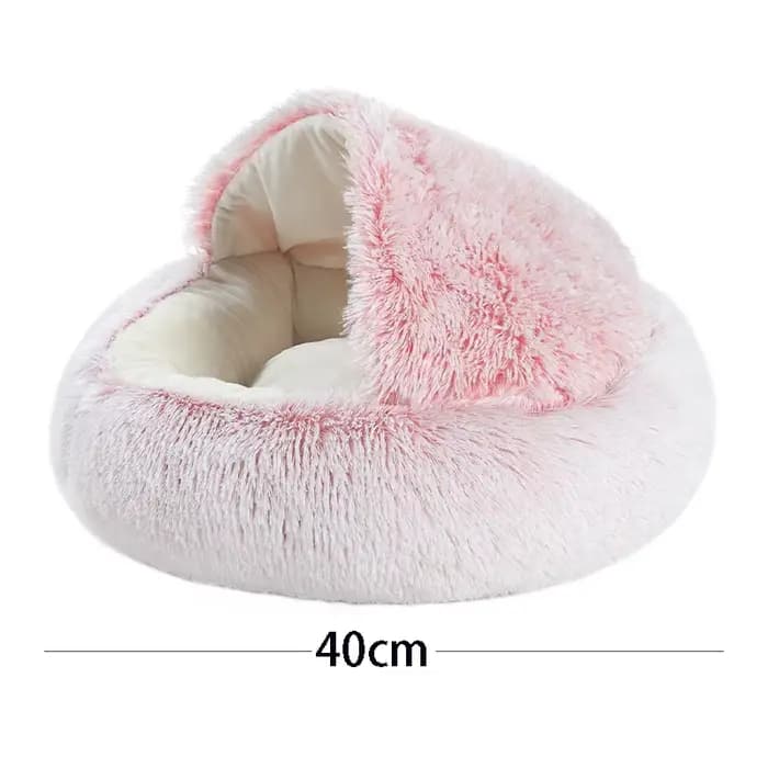 Lit Rond en Peluche Douce avec Juste pour Animaux de Compagnie, Matelas Chaud, Nid de Couchage, Dive