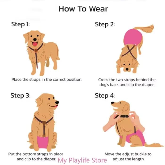 Bretelles réglables coordonnantes pour couche-culotte pour chien, bretelles pour chiot, bandes de ve