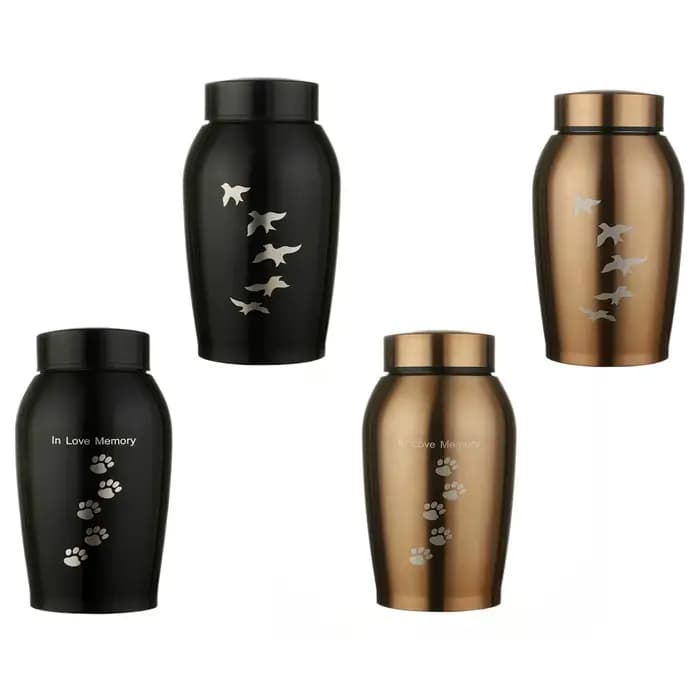 Urnes en acier inoxydable noir et or pour animaux de compagnie, pour chiens, chats, oiseaux, souris,