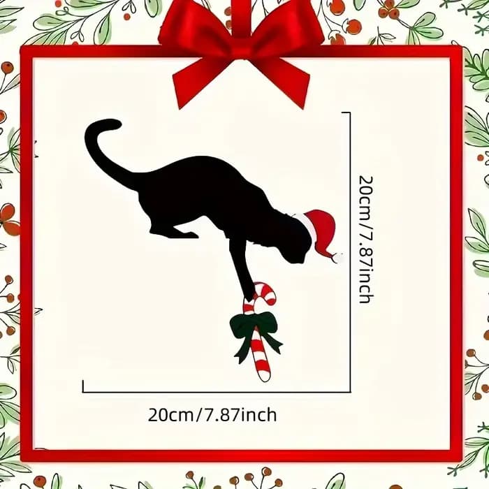 1 charmant ornement d'angle de porte de noël en forme de chat – Style bois vintage, définit parfaite