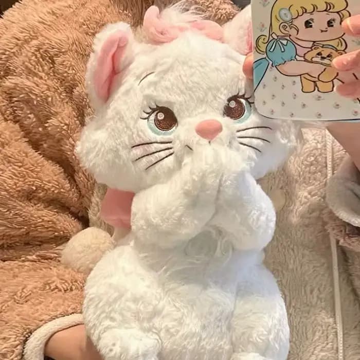 Jouets en peluche chat Marie de dessin animé Disney, poupées en peluche douces et mignonnes, oreille