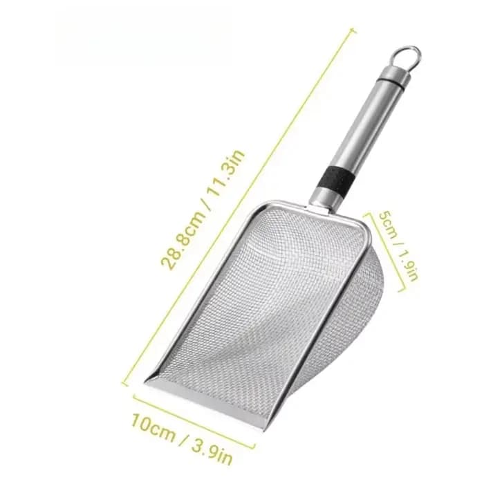 Pelle à litière pour chat en acier inoxydable – Durable, facile à nettoyer, poignée ergonomique, rés