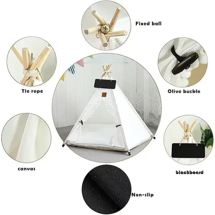 Tente tipi pour animaux de compagnie pour chats et chiens, Portable, amovible, lavable, maison pour
