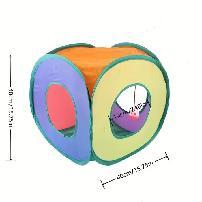 Tunnel carré arc-en-ciel pour chat, magasin pliant, seau de forage pour animaux de compagnie, jouets