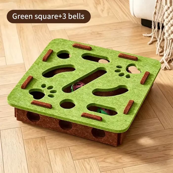 Boîte labyrinthe interactive pour chat avec clochettes et balles, boîte de recherche et de fouillis,