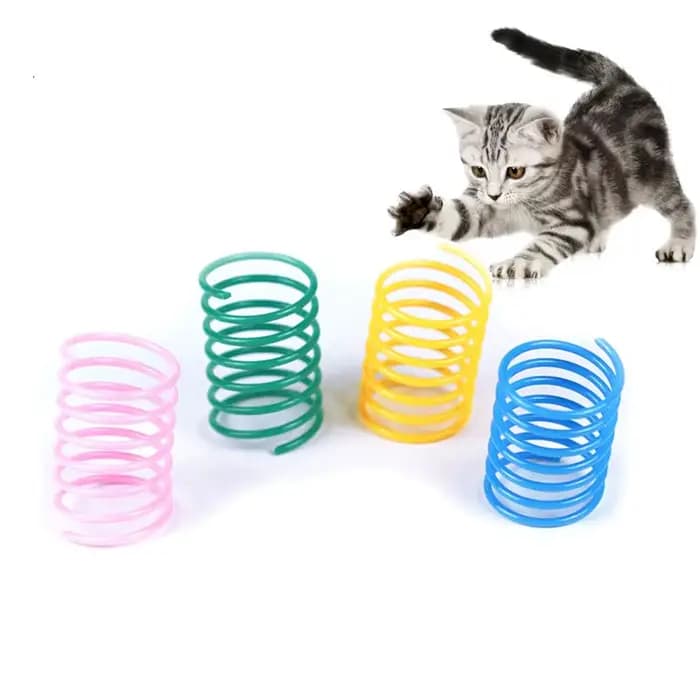 Jouet de printemps amusant pour chat, bobine colorée, ressorts en spirale, chasse d'interaction, jou