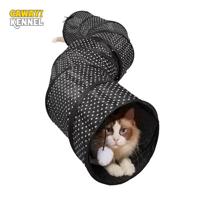 CAWAYI KENNEL Tunnel pour chat en forme de S trou pliable intérieur extérieur Tube Kitty Tunnel chat