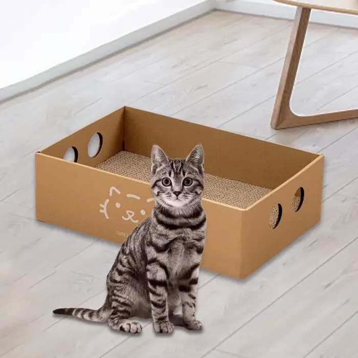 Boîte à gratter pour chat, grande maison en carton pour chat, papier ondulé, tampon à gratter, griff