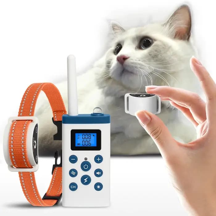 Collier pour chat anti-meow intelligent – 3 modes (son/vibration/choc), portée de 1300 pieds, affich