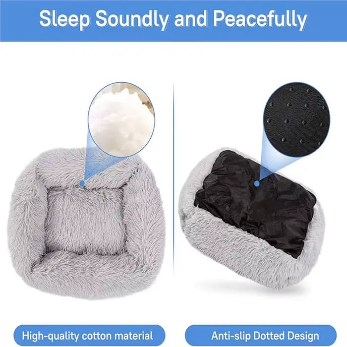 Lit de luxe pour chien, carré, Long tapis en peluche, fournitures pour petits, moyens et grands chie