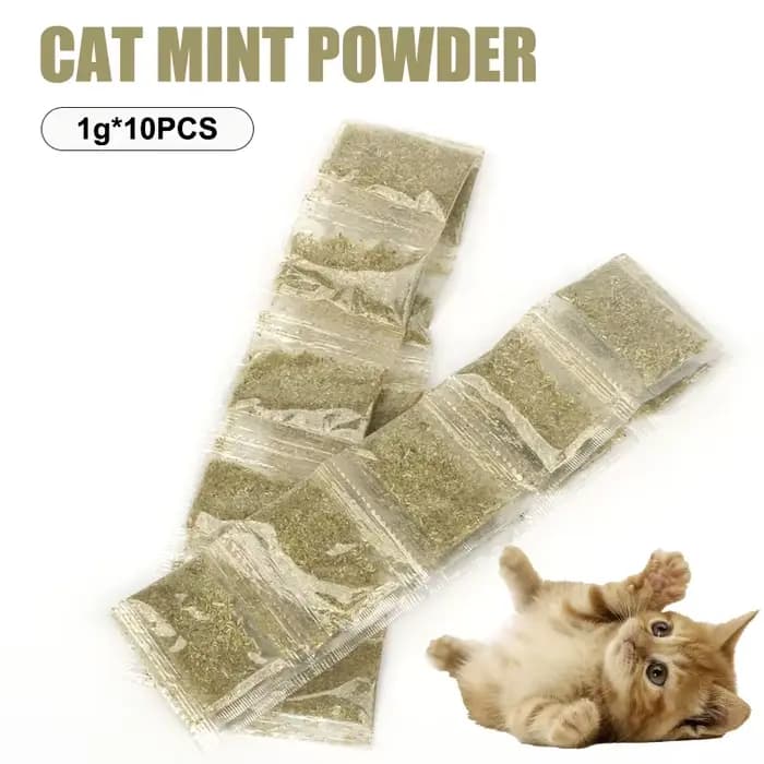 Sachet de poudre d'herbe à chat, menthe, pour cuir chevelu haché, petit sac, boule de poils digestif