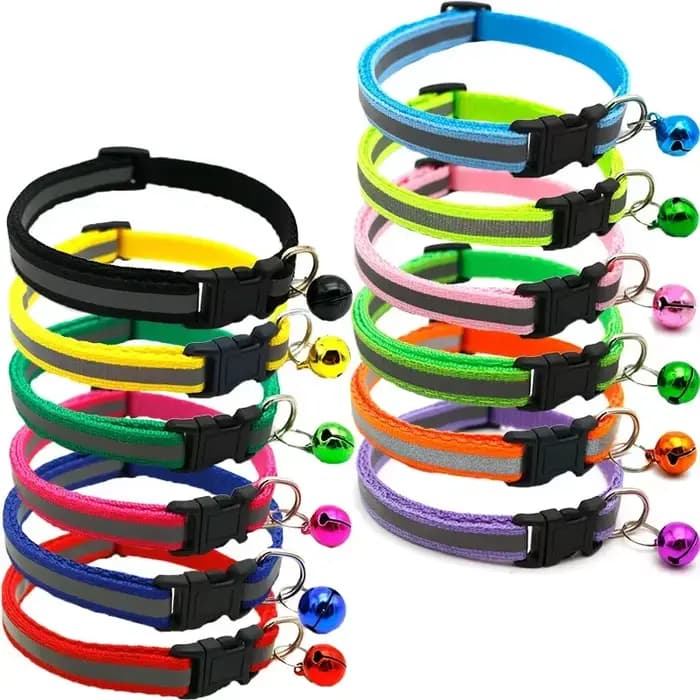Collier de sécurité réglable pour chat, anneau de cou, cloche, nylon, produits pour animaux de compa