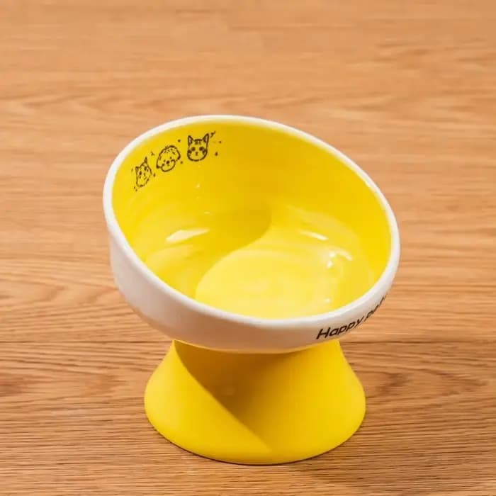 Bol pour chat en céramique de grande capacité, motif de dessin animé sur pied haut, bol pour eau et