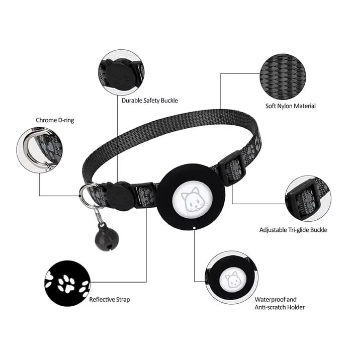 Étui Airtag pour collier de chat, collier en nylon coulé, détecteur GPS pour chien, traqueur de loca