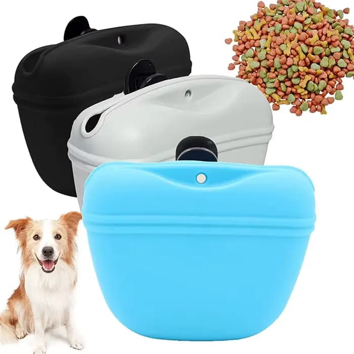Sac de friandises en Silicone pour chien, sac de taille Portable pour chien, mangeoire d'extérieur,