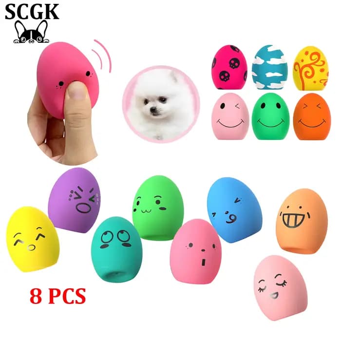 SCGK oeuf gonflable chien jouets balle drôle grinçant Latex oeuf gonflable avec couineur pour chiot