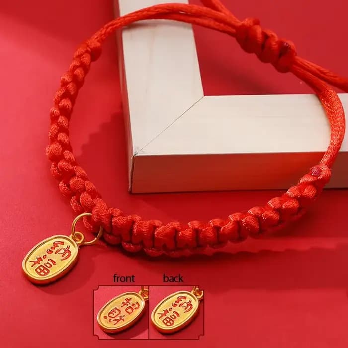 Collier Tressé en Corde Rouge pour Chat Chinois, Réglable, Traditionnel, Porte-Bonheur, Tissé, pour