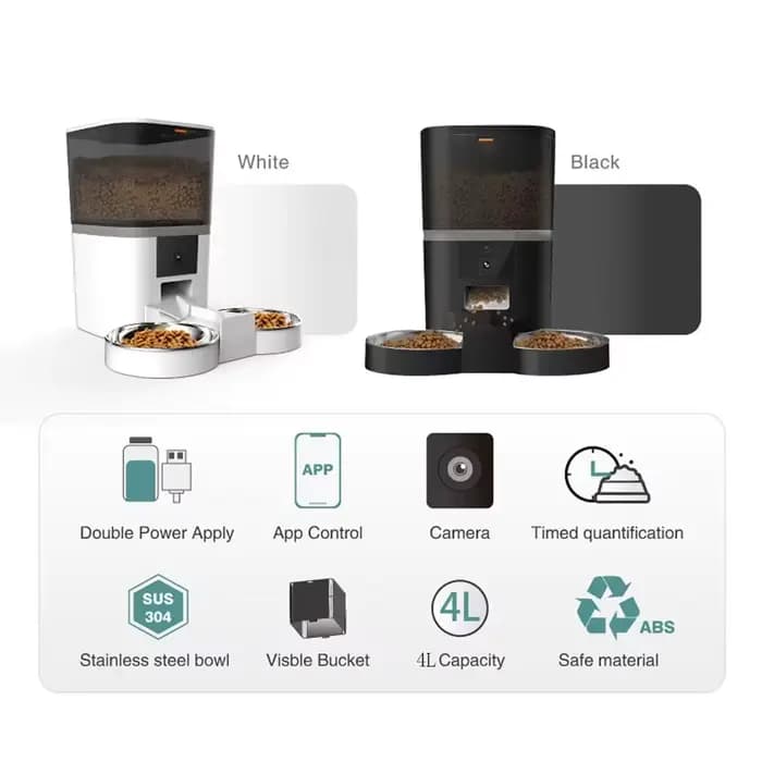4L Double repas caméra APP automatique mangeoire pour animaux de compagnie temps pour animaux de com