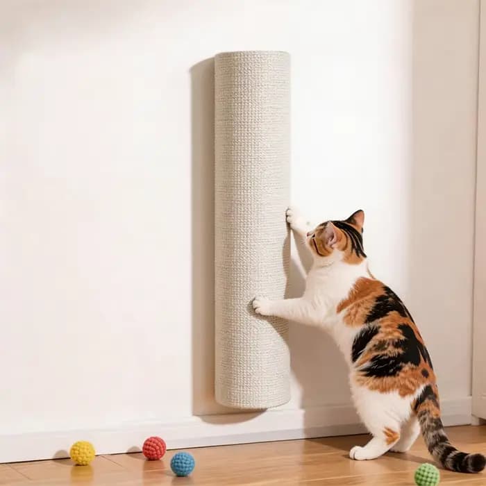 Griffoir mural auto-adhésif pour chats, arbre à chat, poteau à gratter, jouet d'escalade, jeu, dispo