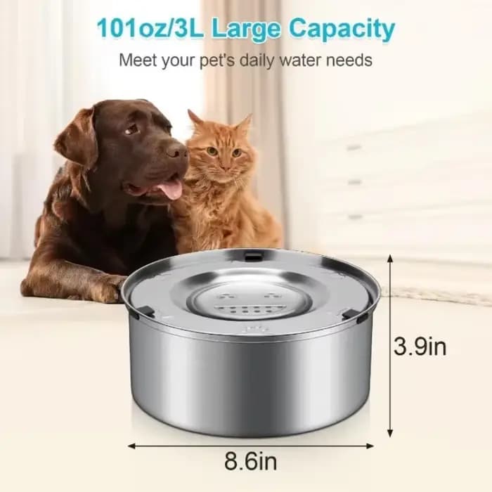 Bol flottant en acier inoxydable pour chien 1L 3L, distributeur d'eau anti-éclaboussures sans dévers