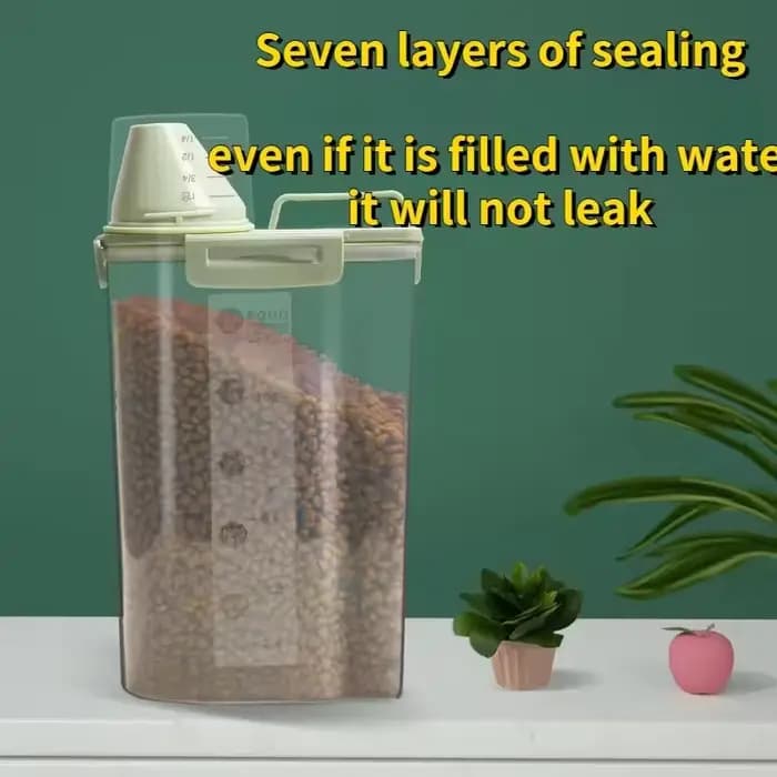 Seau de nourriture pour chiens et chats, réservoir de stockage en plastique avec tasse à mesurer, po