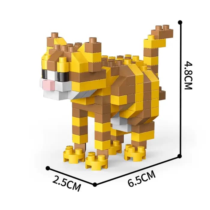 Modèle de chat calico en micro-blocs de construction - Décoration de bureau, jouet éducatif pour ado