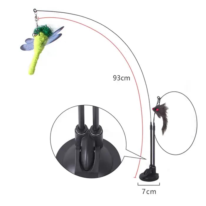 Jouets pour chat Simulation oiseau interactif ventouse plume oiseau avec cloche chat bâton jouet pou