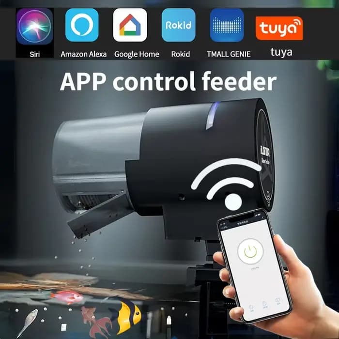 ILONDA-Mangeoire à poisson automatique Wi-Fi, 2e génération, distributeur de rajeunissement, longue