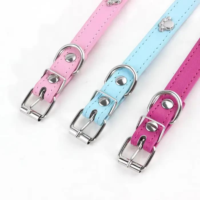 Colliers de chien de compagnie durables en cuir de patte colliers de carlin de chiot pour petit gran