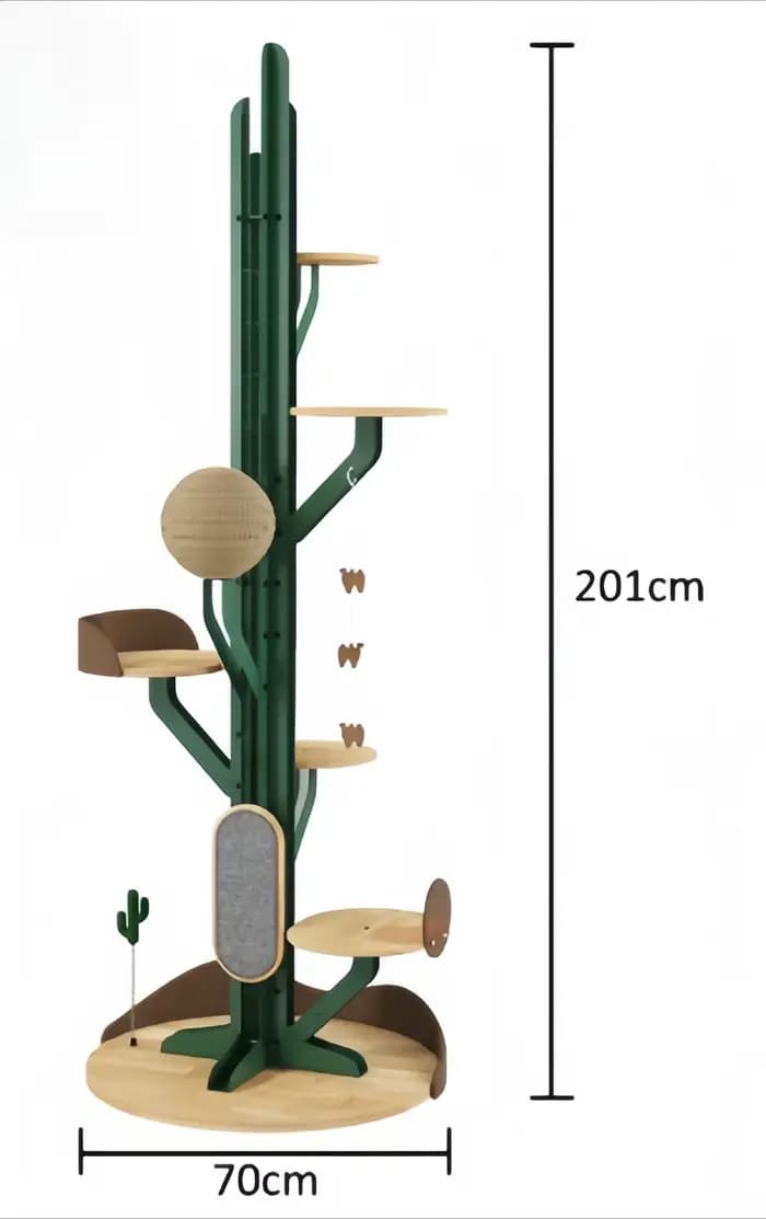 Arbre à chat en forme de cactus, grande tour pour chat avec griffoir, maison d'escalade en bois et a