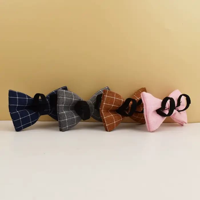 Collier de chien à carreaux de styliste avec nœud papillon, accessoires personnalisés pour chiens, e