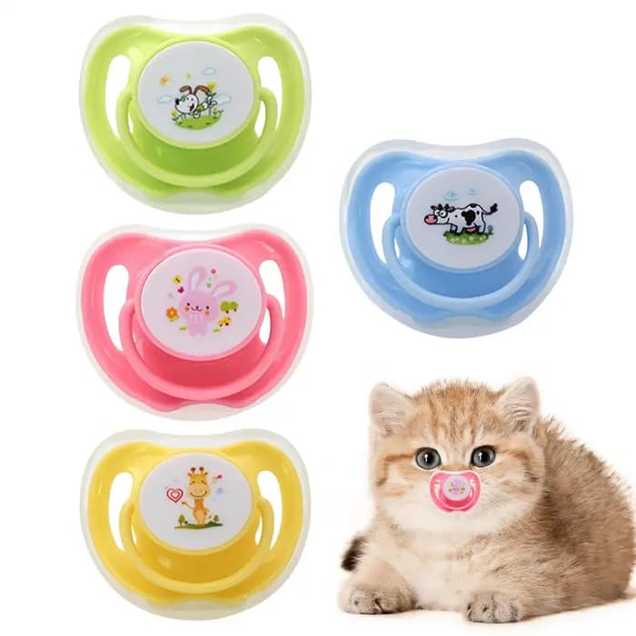 Sucettes pour chatons, 4 pièces, jouet en Silicone en forme de papillon, résistant aux morsures, de