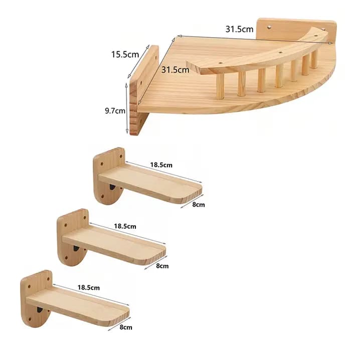 Étagère d'angle pour chat avec 3 marches, ensemble de perchoirs muraux pour lit de chat, hamac pour