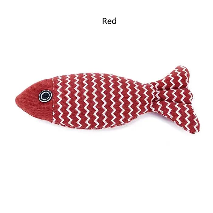 Jouet pour chat en forme de poisson en lin, résistant aux morsures et au grincement des dents, pour