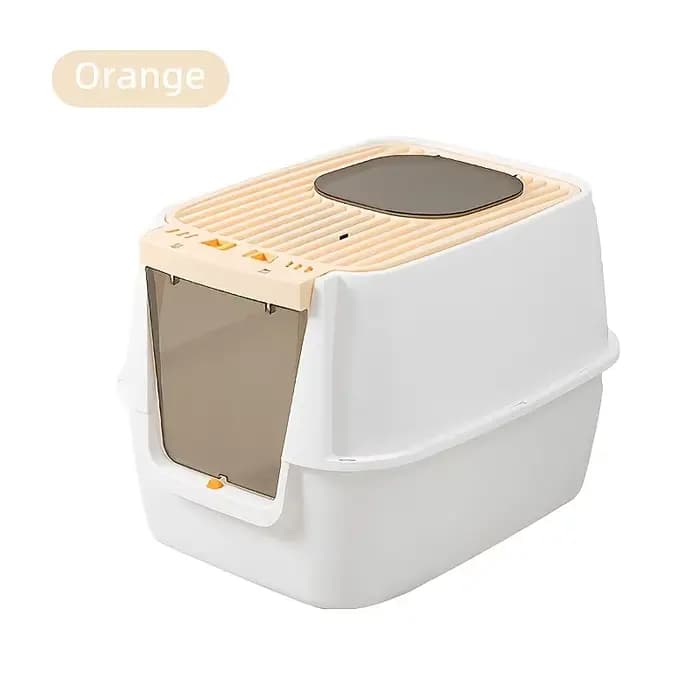 Nouvelle Litière pour Chat Grande Taille Entièrement Fermée avec Couvercle Rabattable, Toilette pour