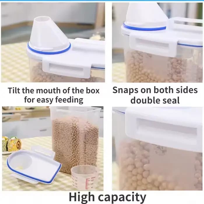 Seau de nourriture pour chiens et chats, réservoir de stockage en plastique avec tasse à mesurer, po
