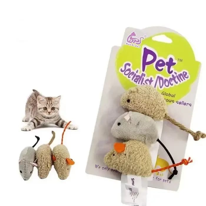 3 pièces nouvelle peluche Simulation souris chat jouet résistance aux morsures peluche souris chat a