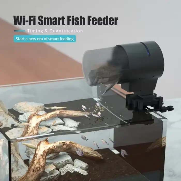 ILONDA-Mangeoire à poisson automatique Wi-Fi, 2e génération, distributeur de rajeunissement, longue